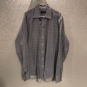 Men’s ‘Bugatchi’ Blue/White/Black Patterned Button-Up Shirt